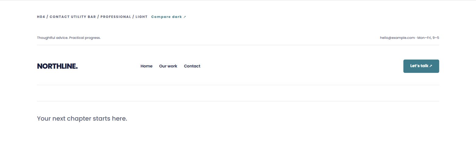 Contact utility bar — actual light design preview