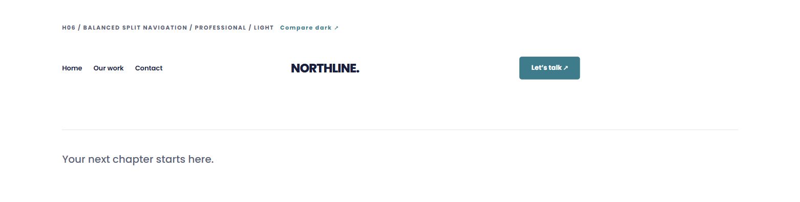 Balanced split navigation — actual light design preview