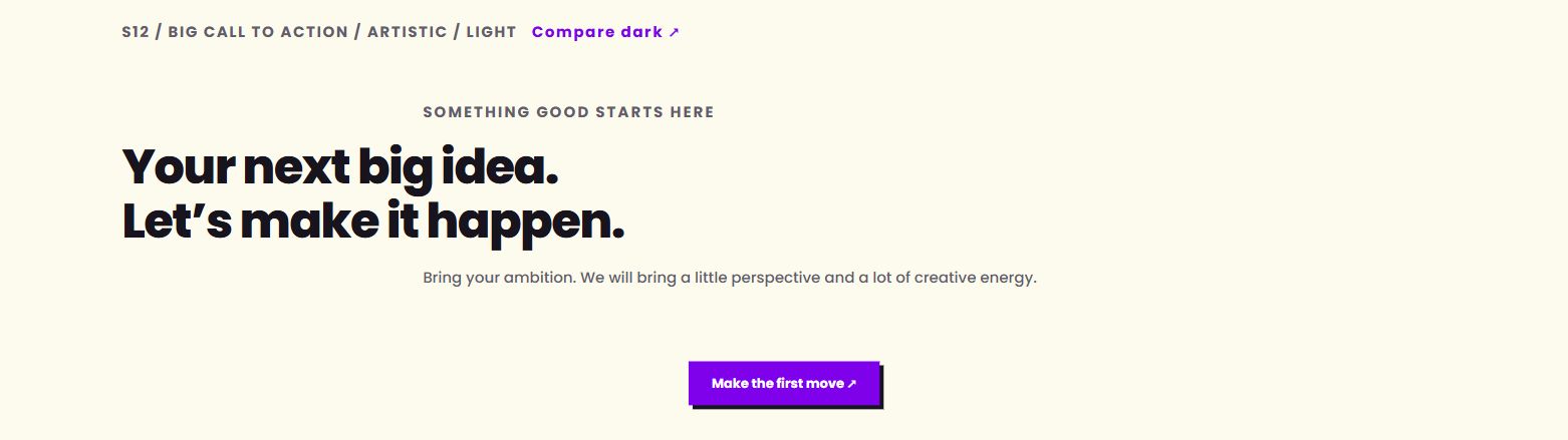 Big call to action — actual light design preview