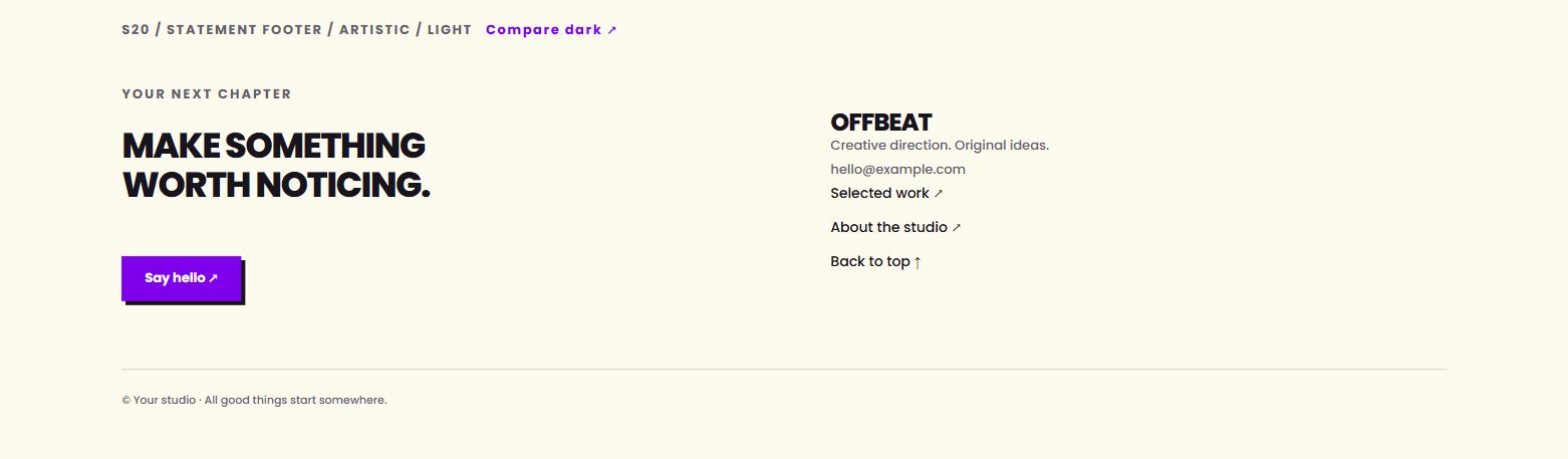 Statement footer — actual light design preview