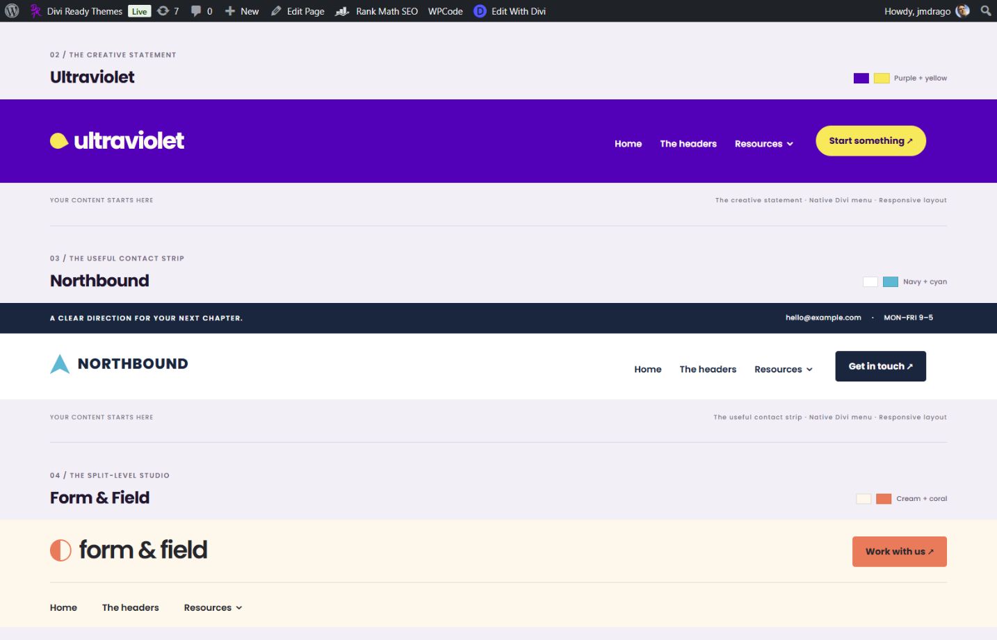 Headerz Pack #1 — colorful native Divi 5 headers