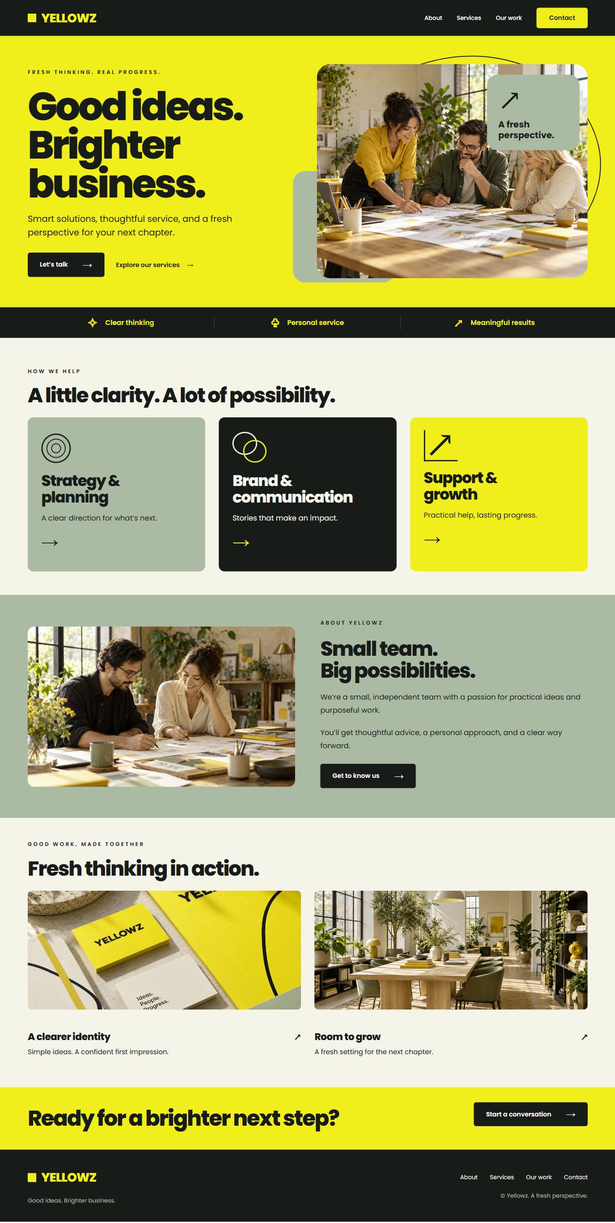 Yellowz bright business Divi 5 homepage preview
