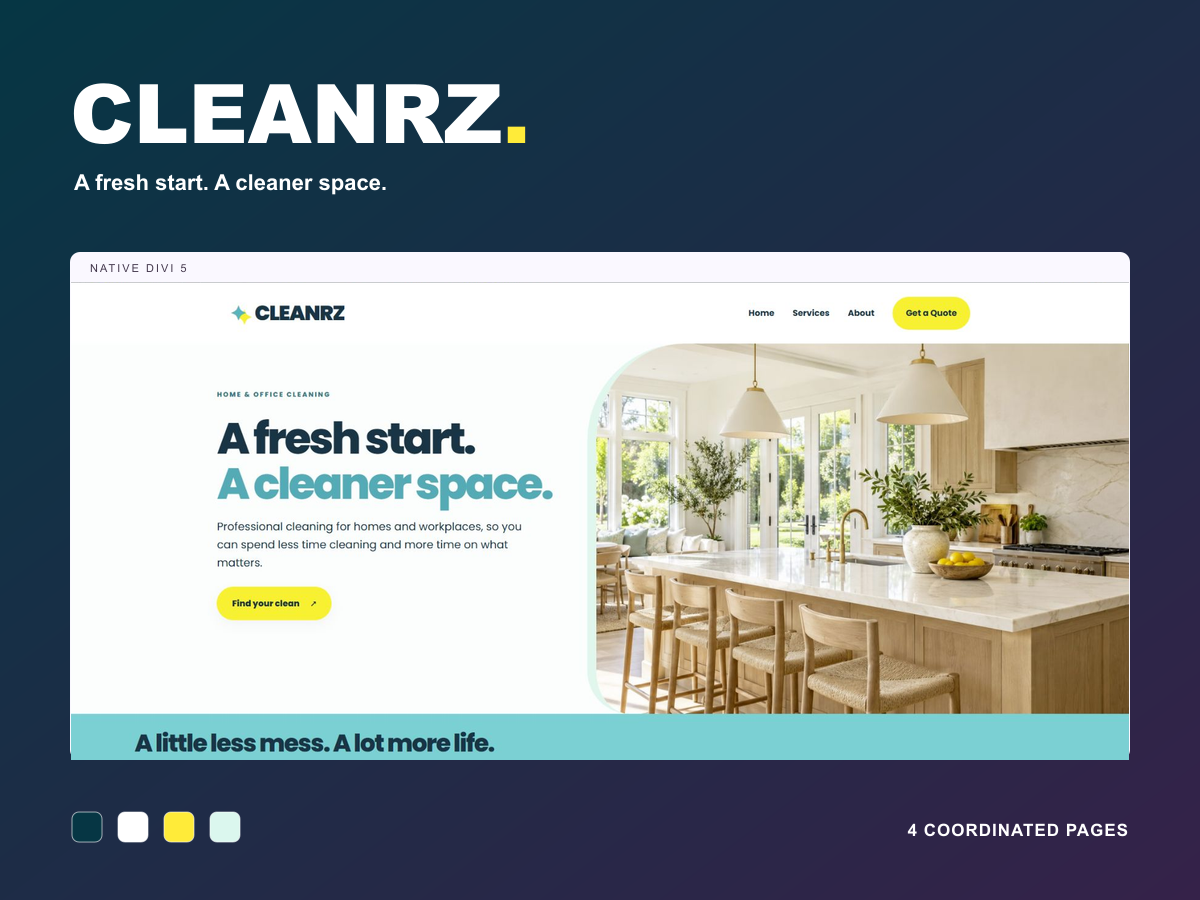 Cleanrz — Home & Office Cleaning Divi 5 Layout Pack