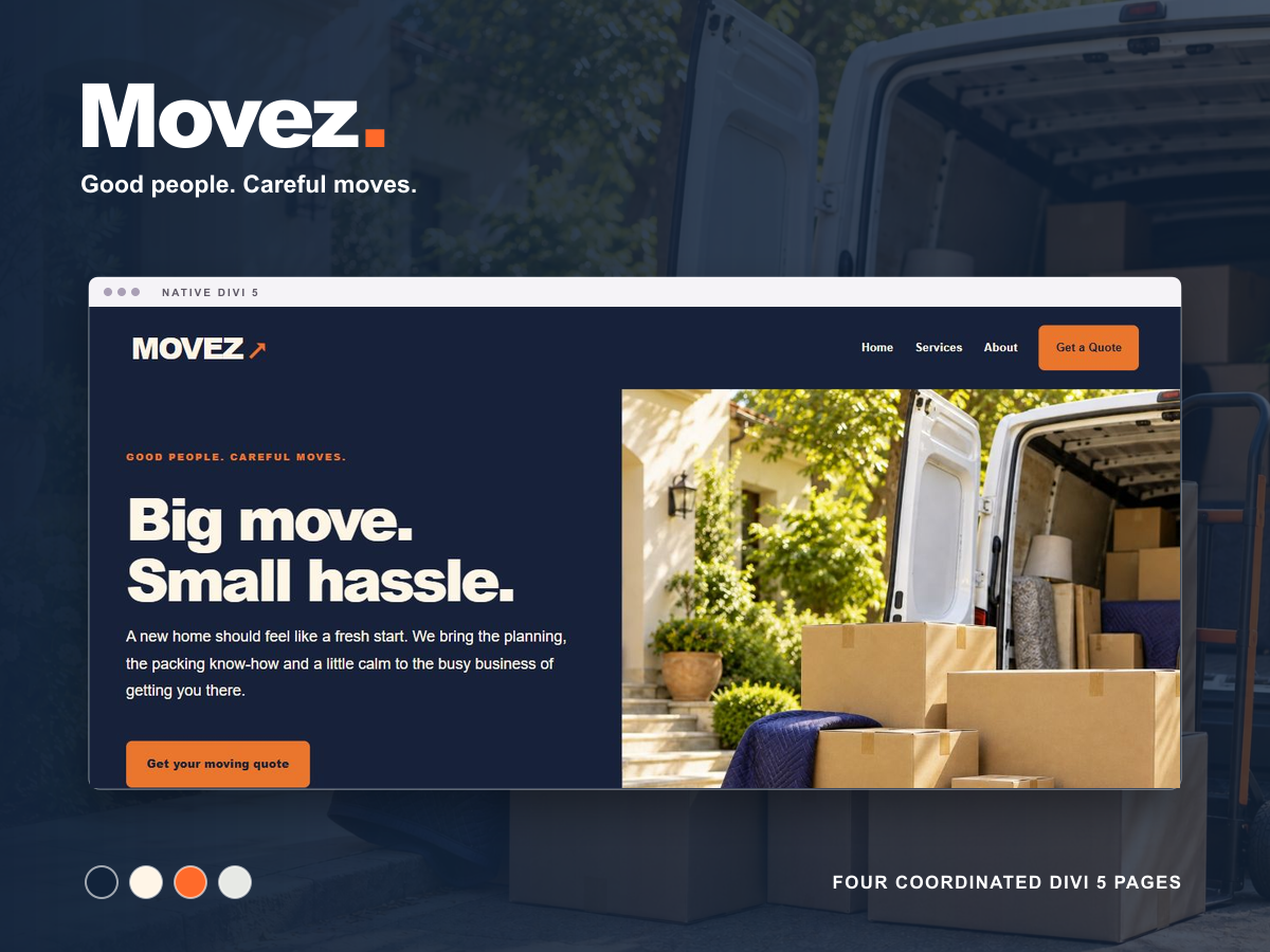 Movez — Moving Company Divi 5 Layout Pack